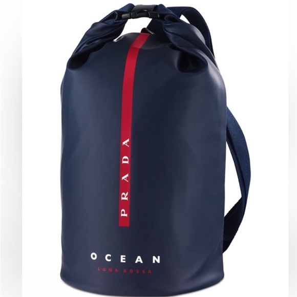 Prada Luna Rossa Ocean Navy and Red Sailing Bag. Waterproof. New
